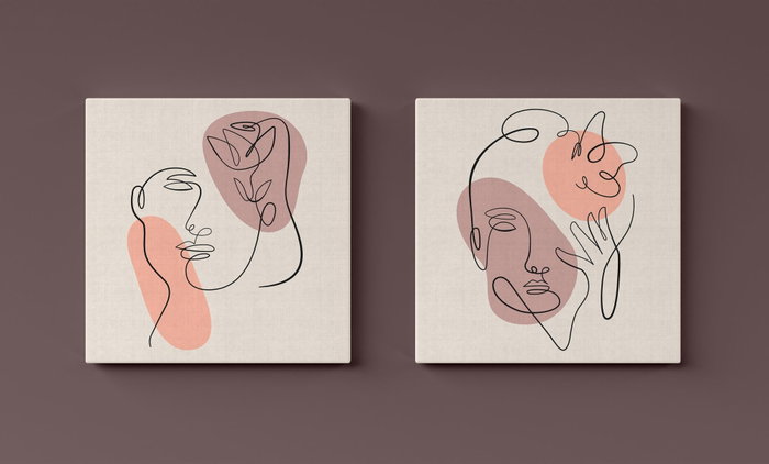 Wallity ASR_CNVS25 - 6 - 30 x 30 Pintura Decorativa en Lienzo (2 Piezas) 30x30cm